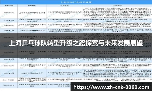 上海乒乓球队转型升级之路探索与未来发展展望